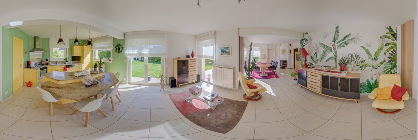 Visite virtuelle 360 d'un salon cuisine dans une maison dans le Nord