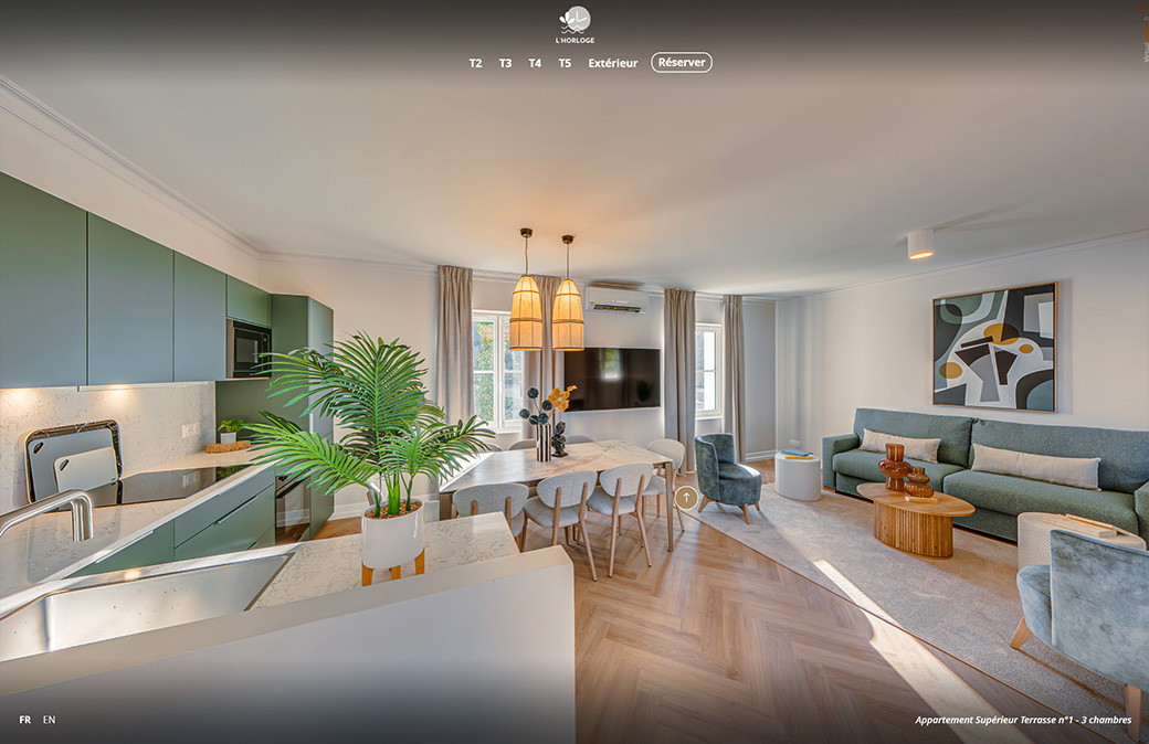 visite virtuelle de l'appart hôtel Horloge : un T4 visite virtuelle de l'appart hôtel Horloge : un T4