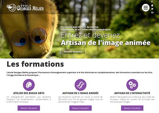 Realisation site internet ecole georges melies cinema animation