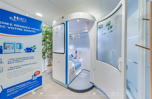 Realisation visite virtuelle 360 espace confine cabine telemedecine